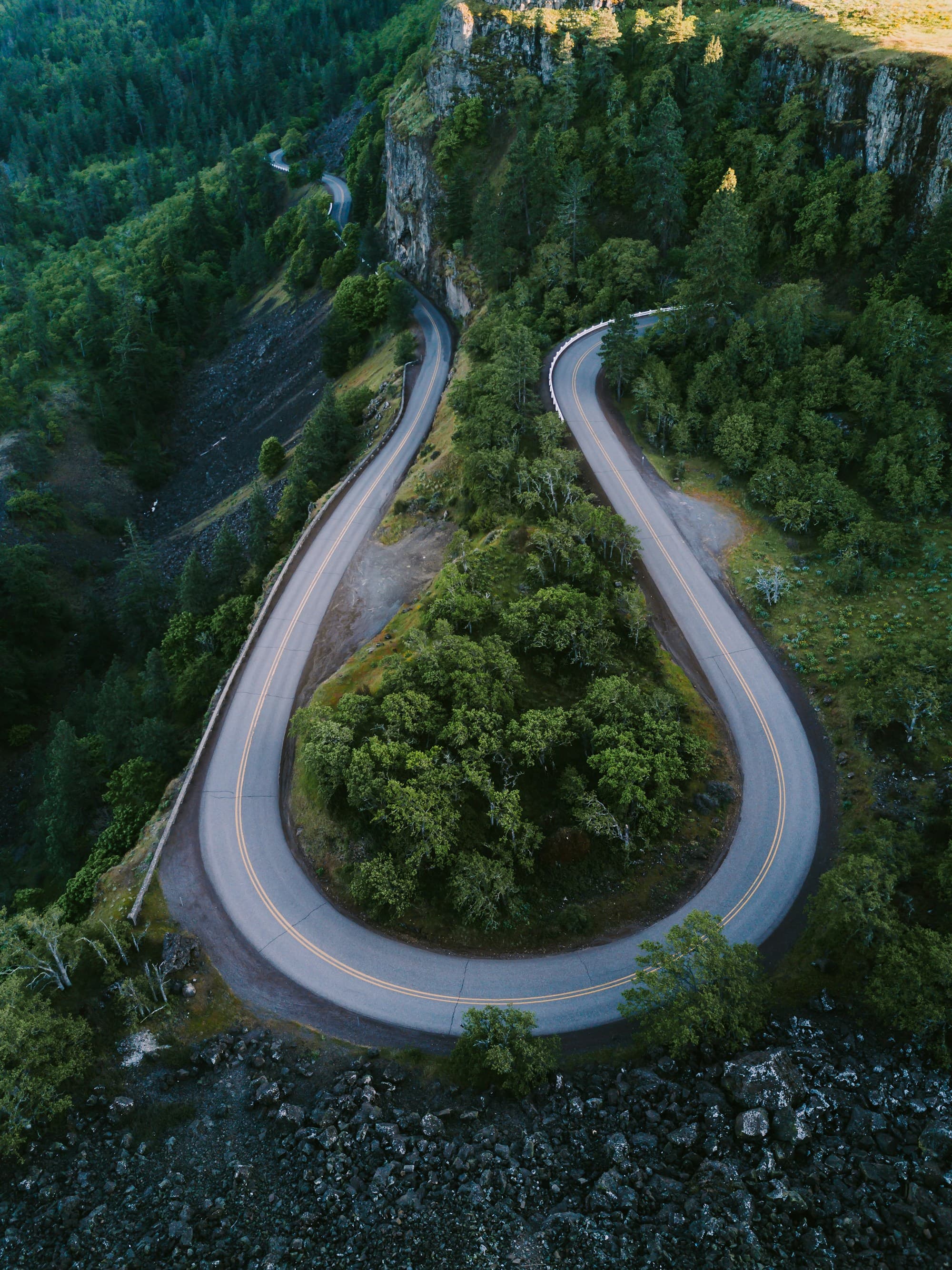 Open commercial roadway paved with fresh asphalt